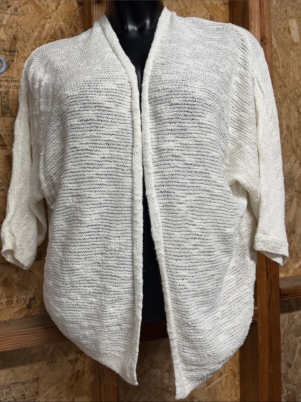 Cream Open-Front Women's Knit Sweater